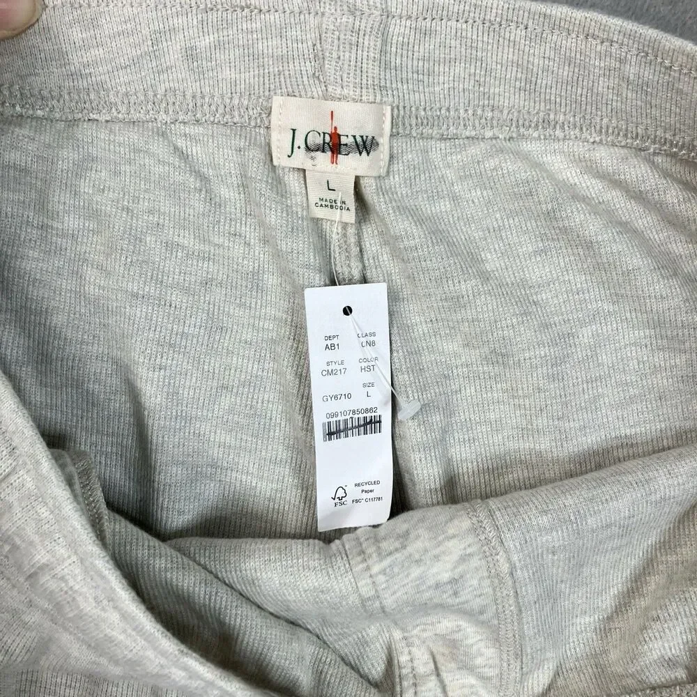 J.Crew Jacquard Rib Knit Jogger Pants Mens L Gray Cotton Lounge Athleisure